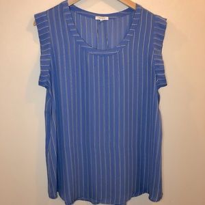 Plieone blue top, size XL.  Nice medium blue with white and black stripes.